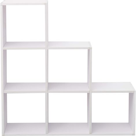 Rebecca Mobili Bücherregal Standregal Weiß Holz 6 Ablagen Schlafzimmer 97,5x97,5x29 (1/5)