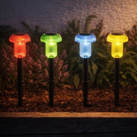 Lampada solare da terra a picchetto lampada solare da esterno colorata da balcone lampada decorativa a spina da giardino, plastica, LED, DxH 6,2x13,7 cm, set di 4