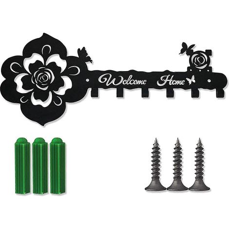 Multifunktionaler Wandhaken aus Metall mit Rosenmuster, ideal zur Aufbewahrung von Handtüchern, Schlüsseln und Badeartikeln in Küche, Bad und Haushalt.