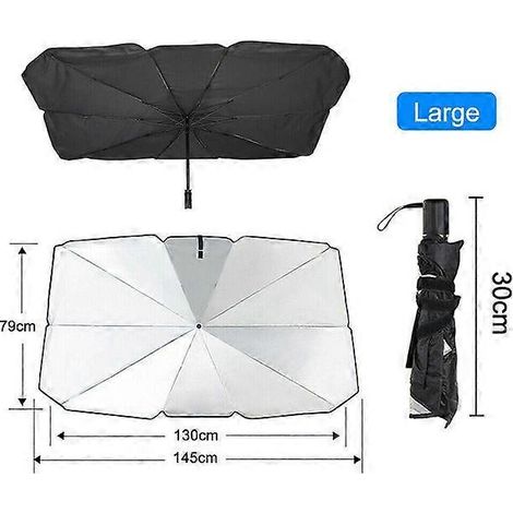 Pare-soleil pliable pour pare-brise de voiture, protection UV, isolation thermique, protection intérieure et extérieure (grand modèle) (1/5)