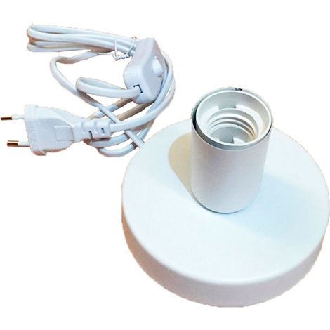 Base de table E27 avec câble et interrupteur blanche 120 x 85 mm