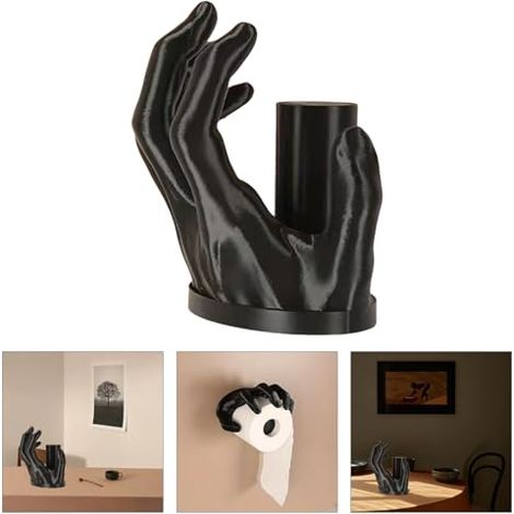 Porte-papier toilette créatif en forme de main, porte-papier toilette suspendu, aucun perçage requis, décoration de salle de bain, noir (1/5)