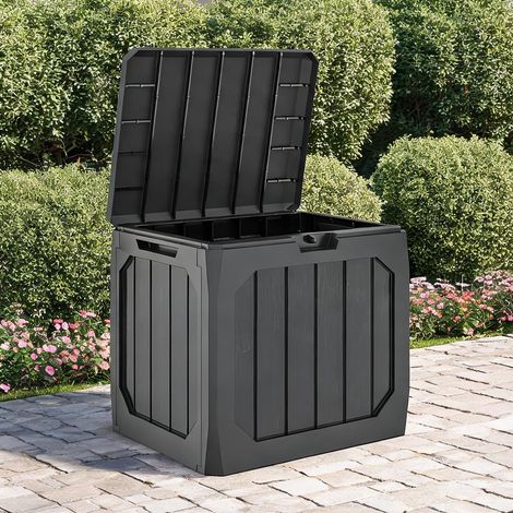 Coffre de rangement extérieur rectangulaire en plastique noir (1/5)