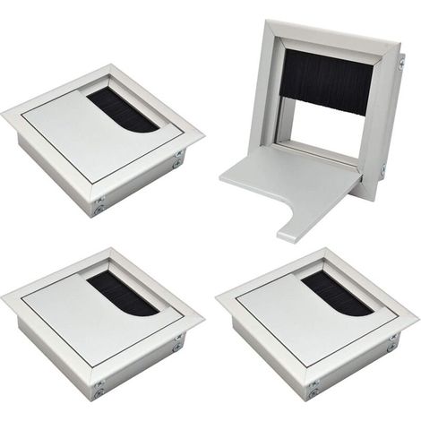 Passe-câble Couvercle Passe Câbles Fil Carrée 80x 80mm pour Encastrer sur Table de Bureau Organisateur de Cables pour Meuble Aluminium Argent Anodisé Passage de Câble Cache-Câble Lot de 4-RAPANDA (1/5)