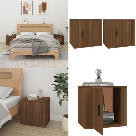 Nachttische 2 Stk. Braun Eichen-Optik 50x39x47 cm - Nachttische - Holznachtschränkchen - Schlafzimmermöbel - Wohnzimmerschreibtisch - Eiche Optik - Home & Living