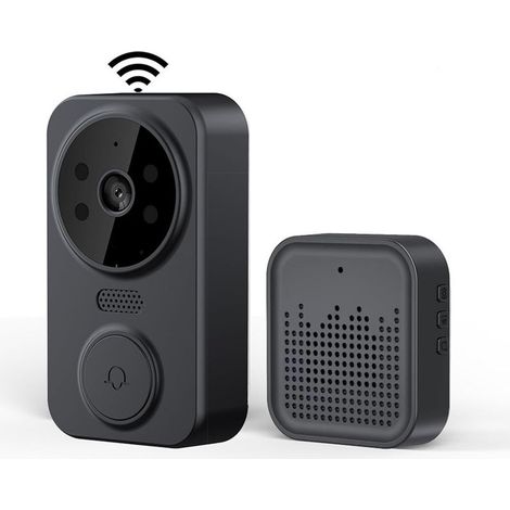 Sonnette connectée, sonnette vidéo sans fil avec vision nocturne HD, sonnette de sécurité Wi-Fi, version à piles-AquaForge (1/5)
