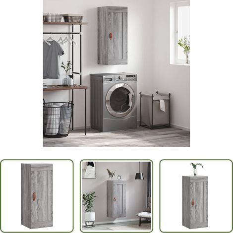 vidaXL Schrank für Wohnzimmer - Wandschrank Grau Sonoma 34,5x34x90 cm Holzwerkstoff (1/5)
