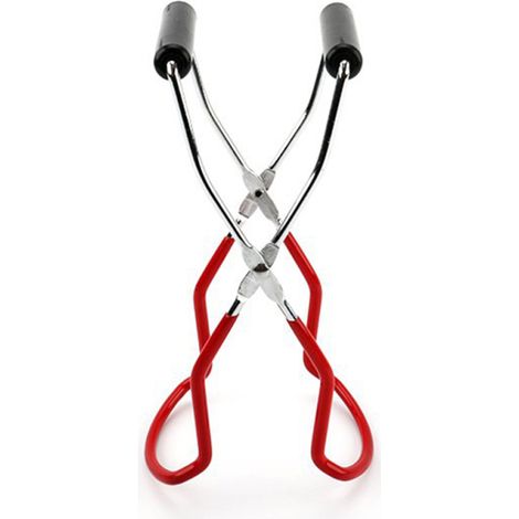 Pinzas para tarros con mango ergonómico de acero inoxidable para un agarre seguro, ideales para cocinas y restaurantes (rojo).