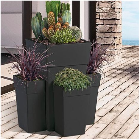 Pot de fleur - Satellite sensation - Gris Antharcite - 26 x 16 x 42 cm - Livraison gratuite