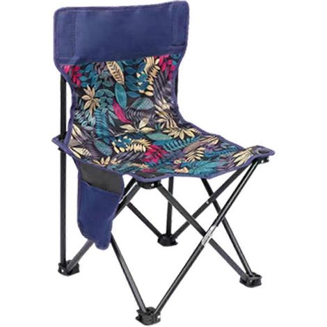 Petite chaise de pique-nique d'extérieur, motif feuilles bleues-- (1/5)