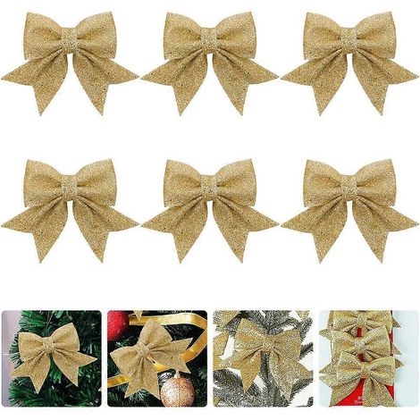 Lot de 6 décorations de nœud papillon pour sapin de Noël (1/5)
