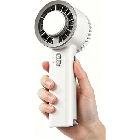 Ventilateur brumisateur portable main USB rechargeable 3 vitesses autonomie 6h mini ventilateur voyage plage concert extérieur été silencieux compact blanc (1/5)