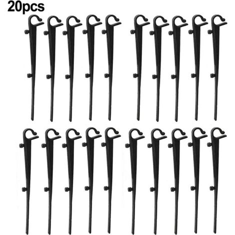 Lot de 40 Crochets de fixation grillage de protection de gouttière en PP, longeur de 16cm, entraxe de 7.2cm, noir (1/4)