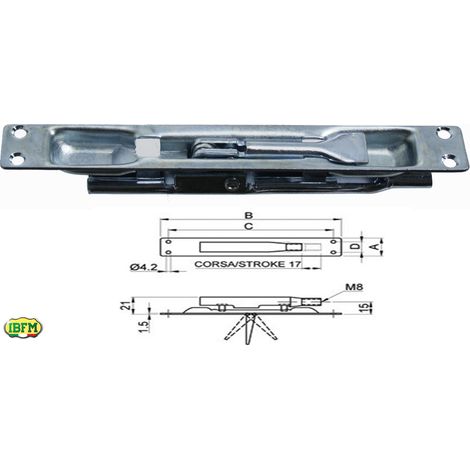 PALETTO INCASSO A LEVA ZINCATA 420T IBFM