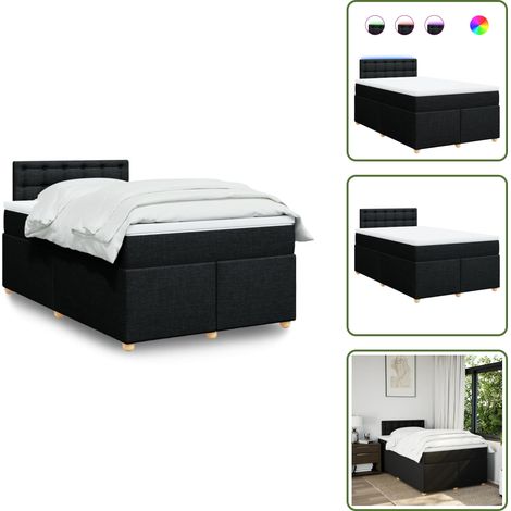 Sommier à lattes de lit avec matelas noir 120x190 cm tissu - Sommier À Lattes De Lit - Sommiers À Lattes De Lit - Lit - Meuble De Chambre À Coucher (1/5)