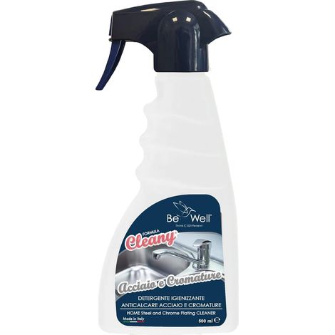 CLEANY Igienizzante Anticalcare Super Sgrassante per Acciaio e Cromature – Detergente Professionale Spray da 500 ml – Elimina Grasso e Incrostazioni, Brillantezza Immediata – Made in Italy (1/4)