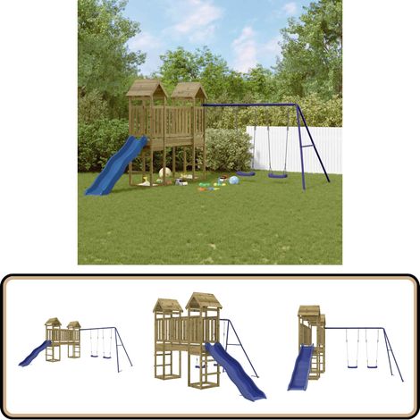 Spielturm Imprägniertes Kiefernholz - Holzspielplatz - Gartenspielplatz - Spielturm - Rutsche - Schaukelset