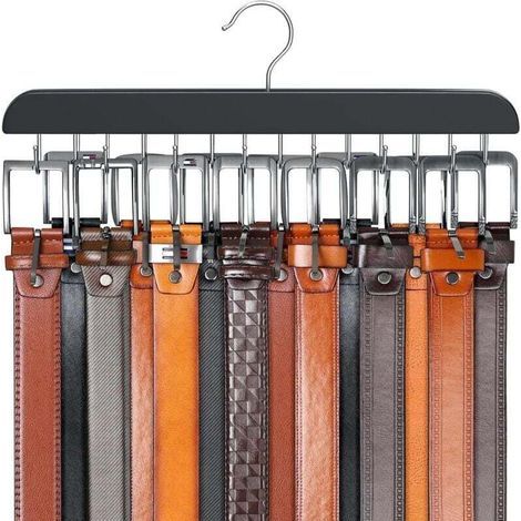 Porta cinture per armadio, può contenere fino a 42 cinture, organizer per cinture, accessorio per armadio con 14 ganci, robusto porta cinture in legno per organizzare e riporre le cinture nell'armadio (1/4)