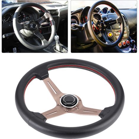 250 mm/14 Zoll NARDI Style 6-Loch Halbschalen-Rennlenkrad aus schwarzem perforiertem Leder mit Hupe (modifizierte Teile) (1/5)
