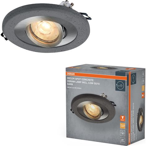 Spot LED Concrete GU10 Dark 4,5 W, nickel satiné, aspect béton, aluminium, combinaison de matériaux unique, lot de 3 (1/5)
