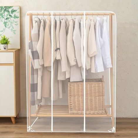 L - Housse transparente pour porte vêtements, anti poussière, avec 2 fermetures éclair durables-protection ét (1/3)