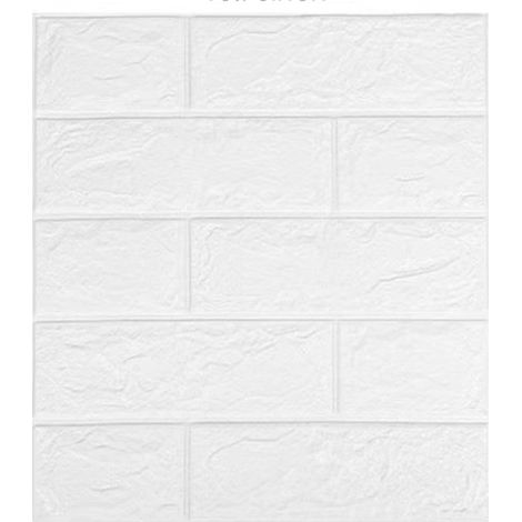 Paquete de 10 piezas de papel pintado 3D con estampado de ladrillos de 35x38,5 cm, autoadhesivo, anticolisión, resistente al agua, con diseño de azulejos de mármol blanco. (1/5)