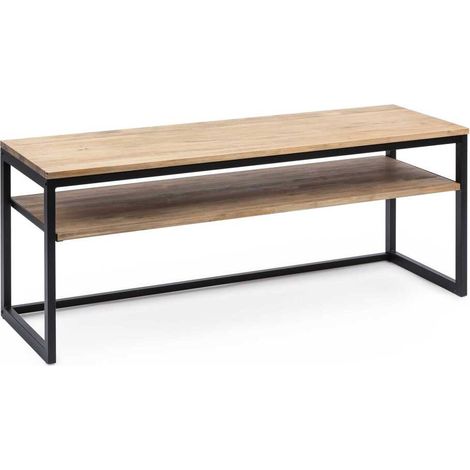 Mesa de Televisión iCub 120x40x47cm Negra en madera maciza de pino acabado vintage estilo industrial Box Furniture (1/3)