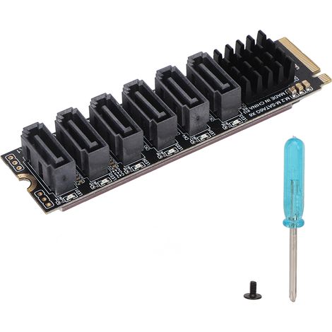EKY ASM1166 PCIe 3.0 zu SATA 3.0 M.2 Adapterkarte, Plug-and-Play-Chip, 6 Ports, M.2 zu SATA 3.0 Erweiterungskarte (1/5)