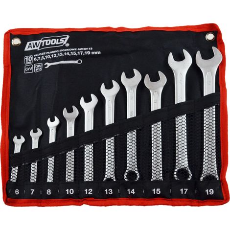 AWTOOLS KLUCZ PŁASKO-OCZKOWY KPL.10szt. /6mm-19mm/ BLACK LINE