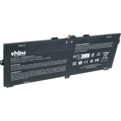 vhbw Akku kompatibel mit Lenovo X390 Yoga 05CD, X390 Yoga 06CD, X390 Yoga 07CD, X390 Yoga 08CD Notebook (4100 mAh, 11,52 V, Li-Polymer) (1/5)
