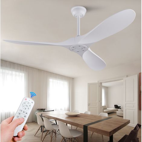 Ventilador de techo de 152 cm, sin luz, con mando a distancia, motor DC reversible, funcionamiento silencioso, temporizador, color blanco. (1/5)