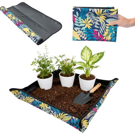 Bamworld Tapis de Rempotage Imperméable 75x75 cm, Tapis pour Transplantation Plantes d'Intérieur avec Contrôle Terre, Tapis Jardinage pour Plantes Grasses