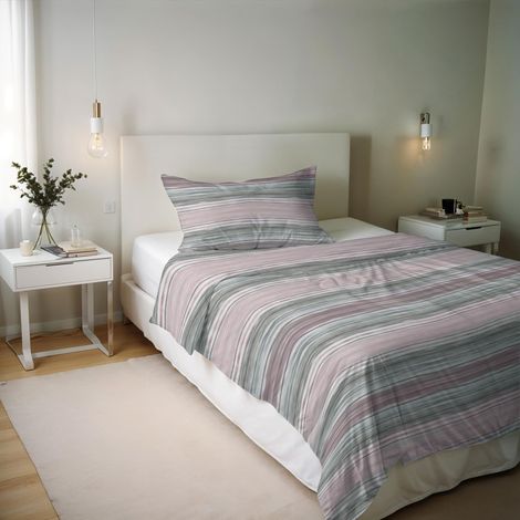 Housse de Couette en Coton et Fibres recyclées, lit Simple, modèle : Rio Gold, confectionné en Italie (1/5)