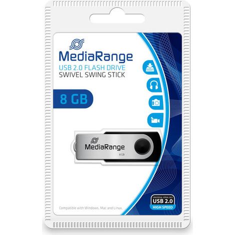 PENDRIVE 8GB USB 2.0 MEDIARANGE SILVER-BLACK (1/3)