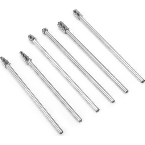 Fraise rotative en aluminium extra longue de 150 mm (6 pièces) avec queue de 6 mm (1/4")