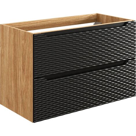 Mueble bajo lavabo 90cm Elora Negro y madera (1/4)