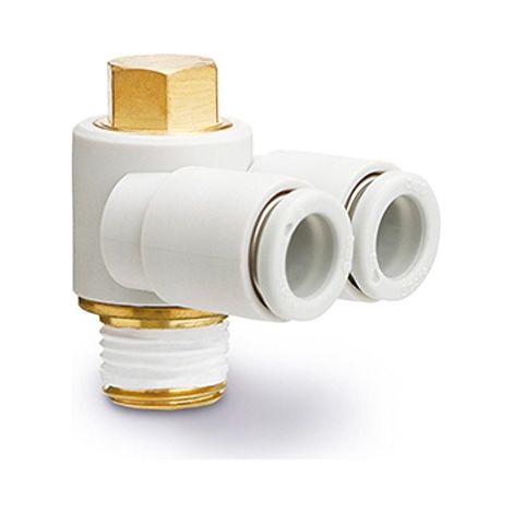 Raccord coudé SMC KQ2 vers Mâle M5 4 mm ( Prix pour Sachet de 10 )