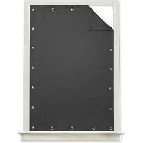 Store Occultant sans Percage, 195x130cm, Rideaux 100% Occultants pour Chambre à Coucher, Stores de Fenêtre Portables de Bricolage,pour Chambre de Bébé, Voyage, Avec Ventouses, Gris (1/4)