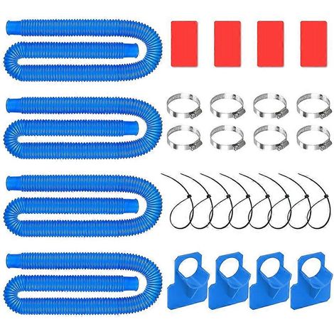 Lot de 4 tuyaux de rechange et supports de tuyauterie pour pompes de piscine (accessoires pour pompes de filtration 330 GPH, 530 GPH et 1000 GPH, bleu) (1/5)