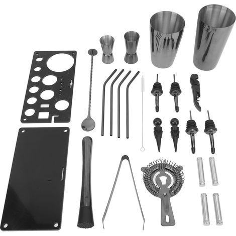 Cocktailshaker-Set aus schwarzem Edelstahl und Acryl, leicht zu reinigen – Mixologie-Barzubehör (1/5)