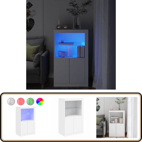 Armoire latérale avec éclairage LED blanc bois d'ingénierie - Meuble De Rangement - Armoire - Bibliothèque - Luminaire Led - Décoration Intérieure