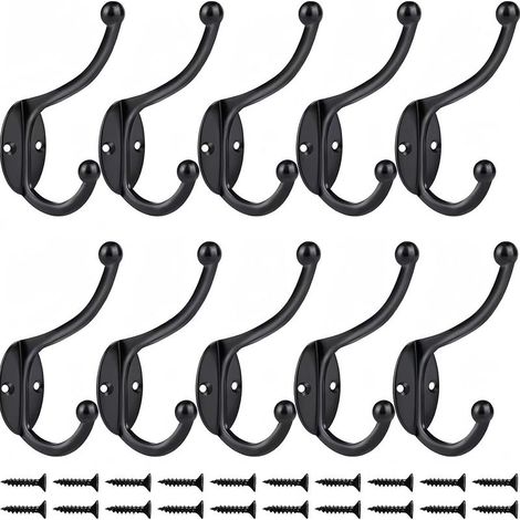 (Black)10 Pcs Rétro Crochet Patère Porte Manteau Mural Vintage Crochet de Porte Métal pour Salle de Bain Cuisine Chambre Entrée (1/5)