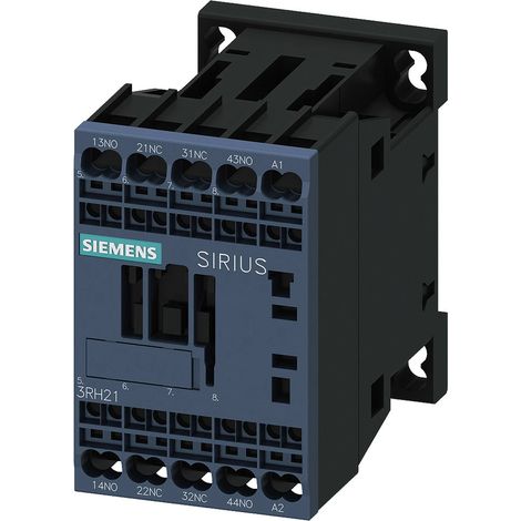 Siemens Contactor auxiliar, 2NO+2NC, AC 220V/50Hz, 240V/60Hz, S00, conexión de resorte, 3RH21222AP60