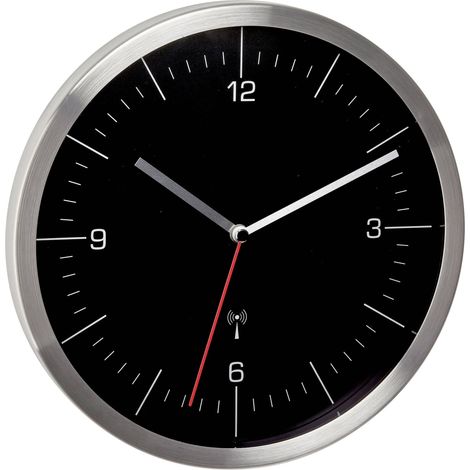Horloge murale TFA Dostmann 60.3544.01 radiopiloté(e) 24.5 cm x 4.1 cm x 24.5 cm acier inoxydable mé (1/4)