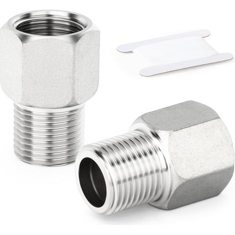 2 pièces Raccord de tuyau en acier inoxydable 304, adaptateur convertisseur à douille hexagonale femelle 1/2« à mâle 1/2 », 40 mm (1/5)