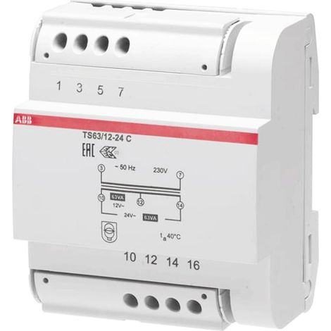 ABB – Transformateur pour tableau électrique 63 VA – Sortie 12/24 V – 5 modules – Entrée 230 V – Sécurité renforcée (1/3)