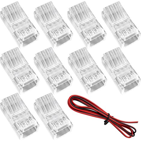 Connecteur LED 2 Broches 8mm Sans Soudure, 10 Pièces  Connexion Rapide, Pour Bandes LED COB, 12V 24V, Connexion Fils et Bandes (1/5)