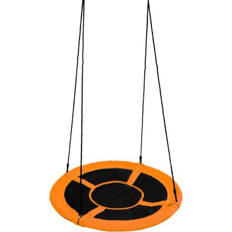 Aga Nestschaukel 90 cm, Rundschaukel, Schaukel verstellbar Garten-Schaukel 120 Kg belastbar, Tellerschaukel Hängeschaukel, Orange (1/5)