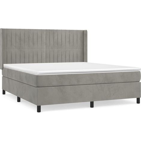 Maison Exclusive - Cama box spring con colchón terciopelo gris cl (1/5)
