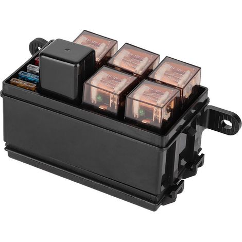 6-facher Kfz-Sicherungskasten mit 1 x 4-poligem 12V-Relais und 5 x 100A-Relais, transparentes Gehäuse, für Boote und Rennwagen (1/5)